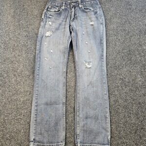 Flypaper Blue Jeans Womens W29 L32 Straight Leg Distressed Light Wash Denim